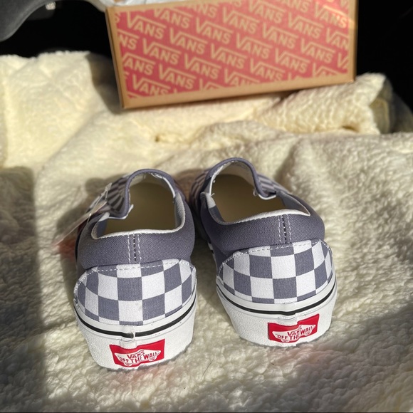 Vans Blue Checkerboard Classic Slip-On Shoes - Picture 5 of 7